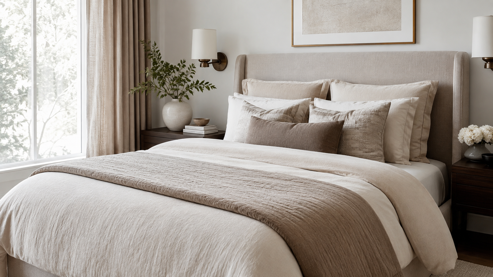 Warm Taupe Bedding Layers Linen Sheet